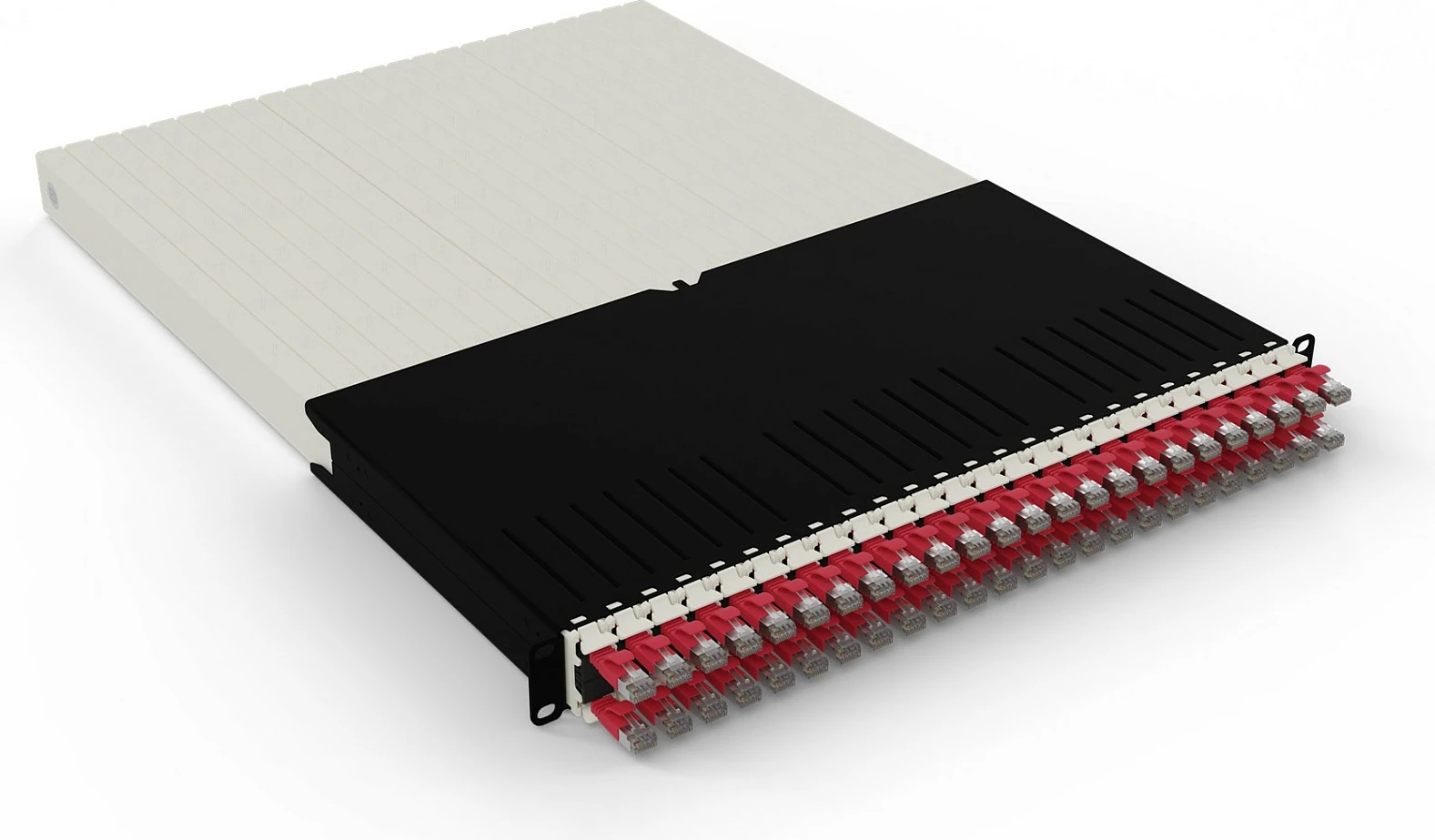Sistem menaxhimi kabllosh rrjeti PATCHBOX patchbox.one 30RU, Cat6a U/FTP (STP), 24 kabllo tërheqëse 1.8 m, e kuqe
