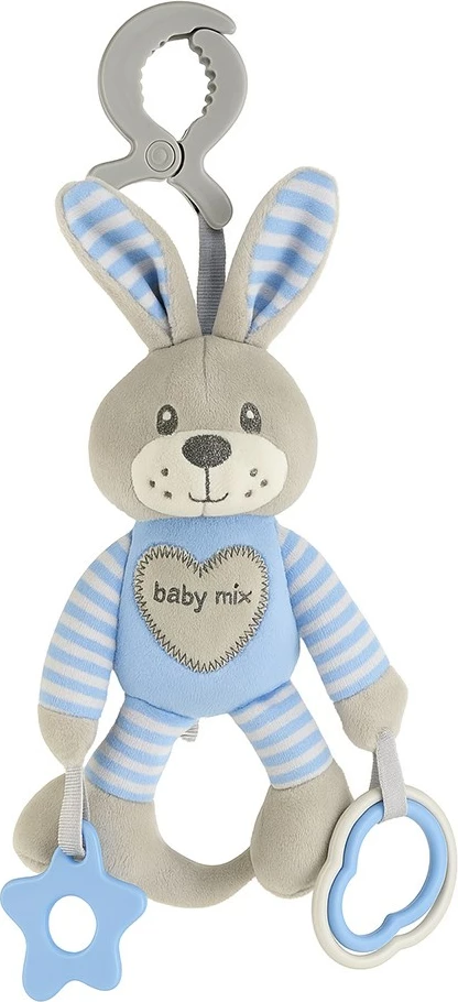 Lodër pellushi edukative me kuti muzike dhe kapëse, Baby Mix Lepurush, 25 cm, blu