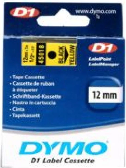 Shirit etiketimi, Dymo, D1 45018 (S0720580), poliester standard për zyrë, e verdhë me tekst të zi