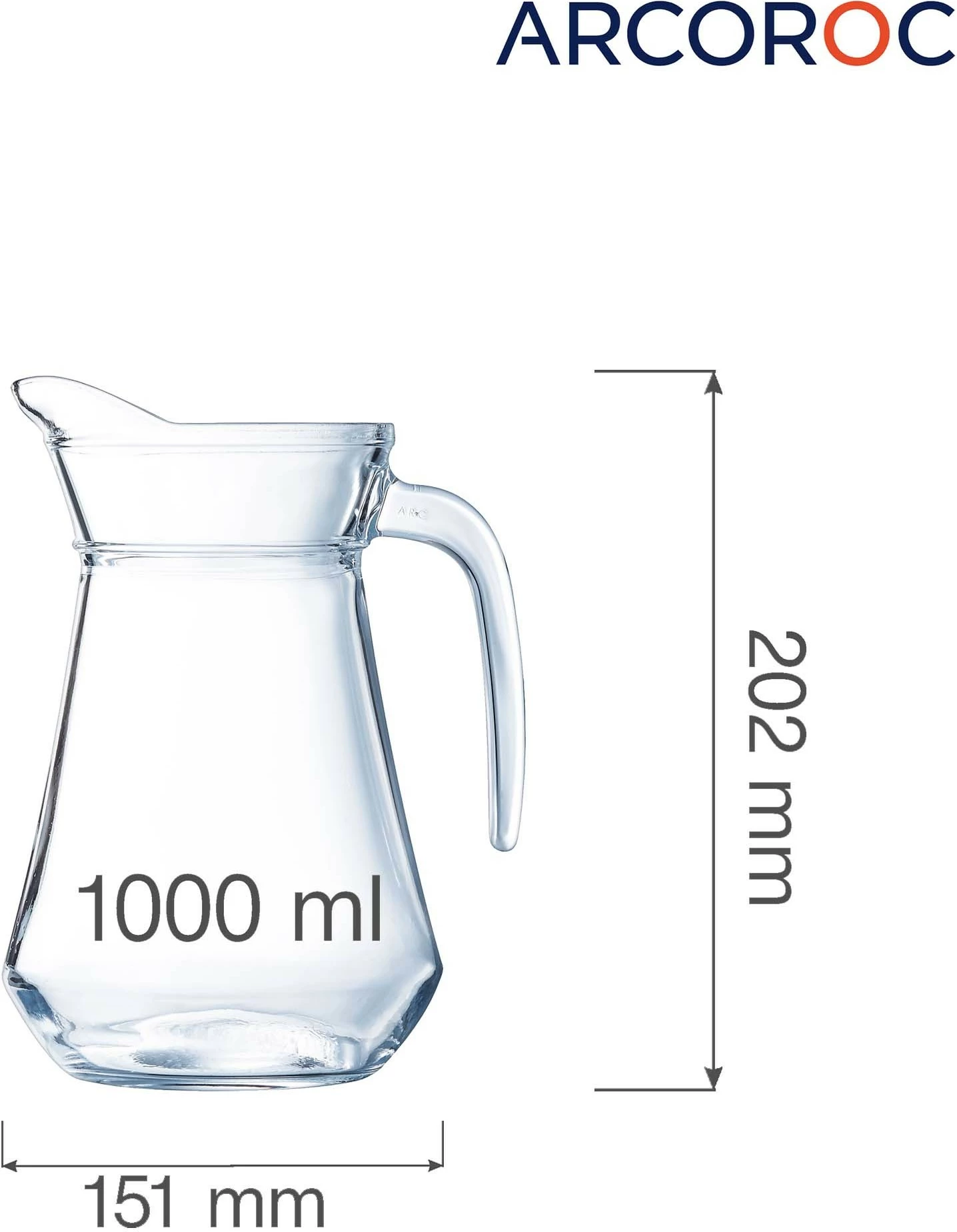 Kanarë qelqi Arcoroc ARC 1 L, set 6 copë, transparente