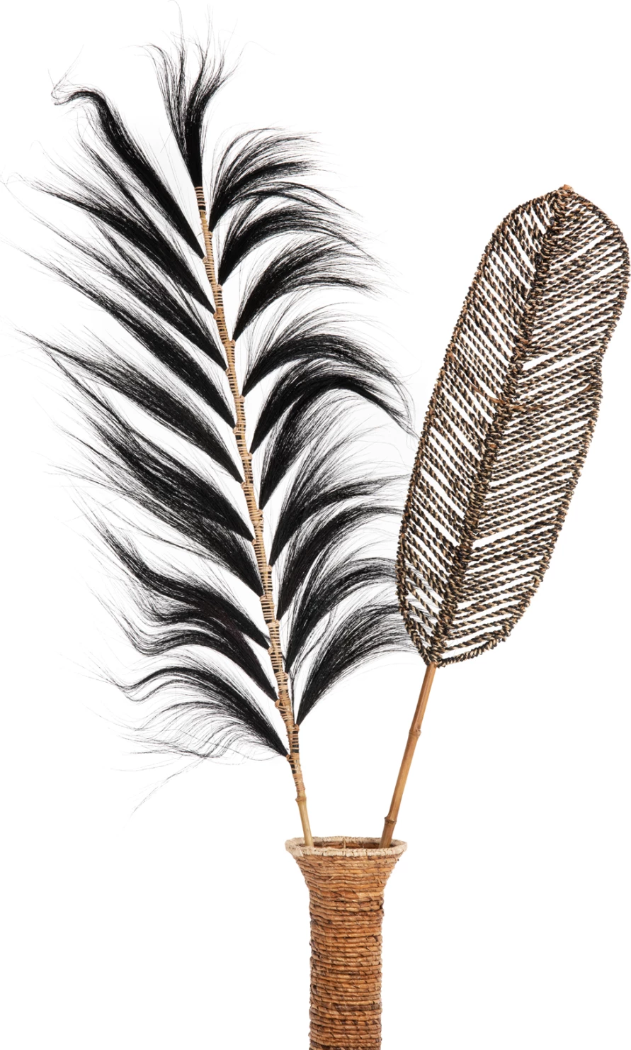 Gjethe dekorative FH7850 nga kallam i egër, ngjyrë e zezë-natyrale, 80x225x2 cm