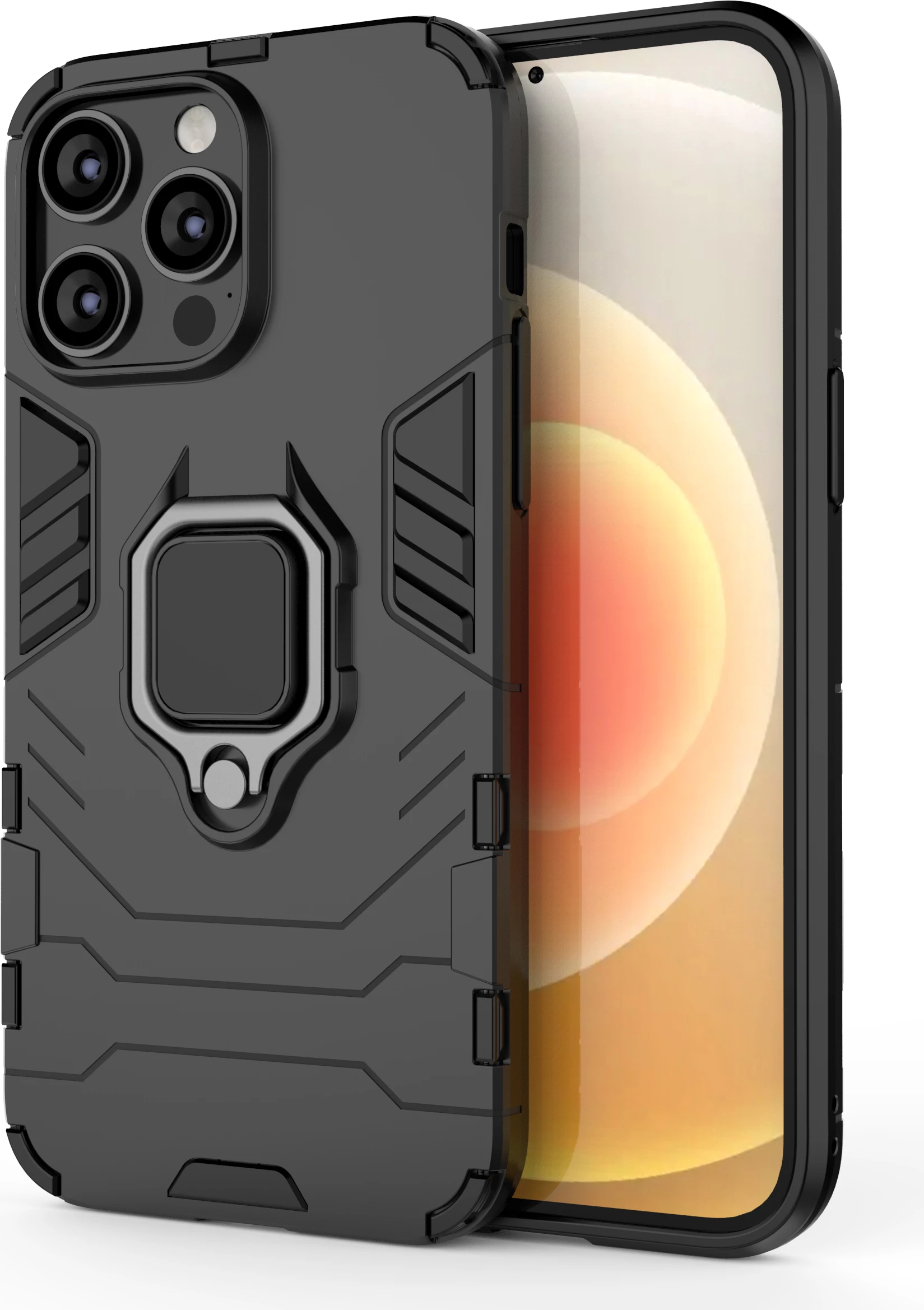 Mbështjellës Hurtel Ring Armor për iPhone 14 Pro Max, me unazë mbajtëse, e zezë