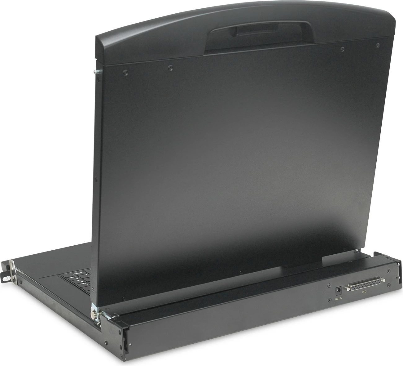 Konzolë rack Digitus 19", 16-port KVM, LCD HD, tastierë US, e zezë