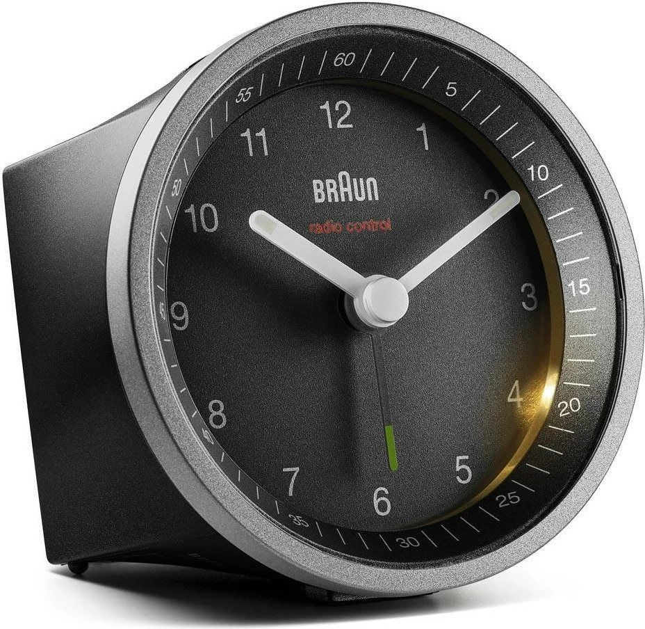 Alarm Braun BC07SB-DCF, analog, radio kontroll, zi e argjendtë