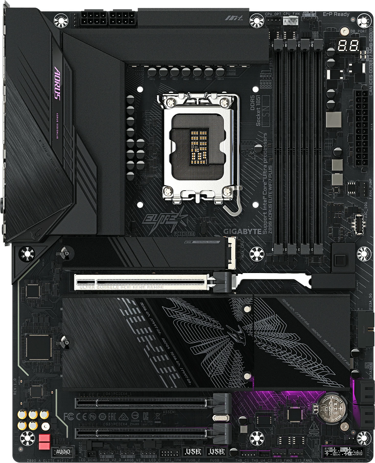 Pllakë amë Gigabyte Z890 AORUS Elite WiFi7 Plus, LGA1851, HDMI/DP, e zezë