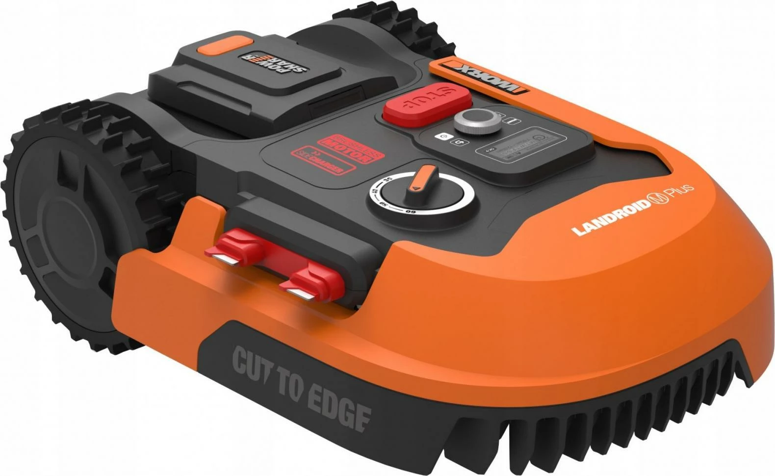 Robot kositës Worx Landroid M500 Plus WR165E, 20V 2Ah, për 500 m², Wi‑Fi, portokalli/zi