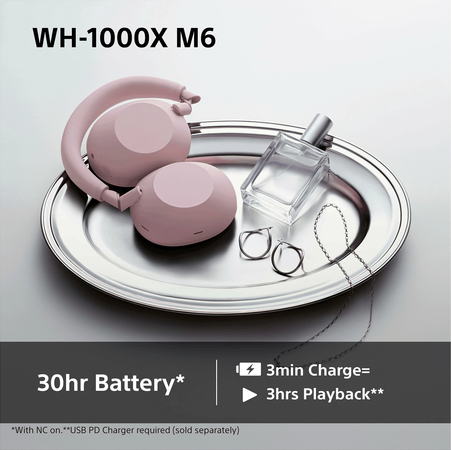 Kufje SONY WH-1000XM6, Bluetooth Hi-Res, ANC, 3.5mm, rozë