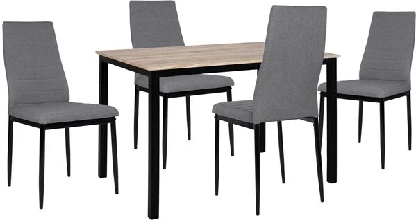 Set 5 pjesë Tavolinë Sonama me këmbë të zeza dhe karrige metalike Lady FH11009 110x70x76 cm