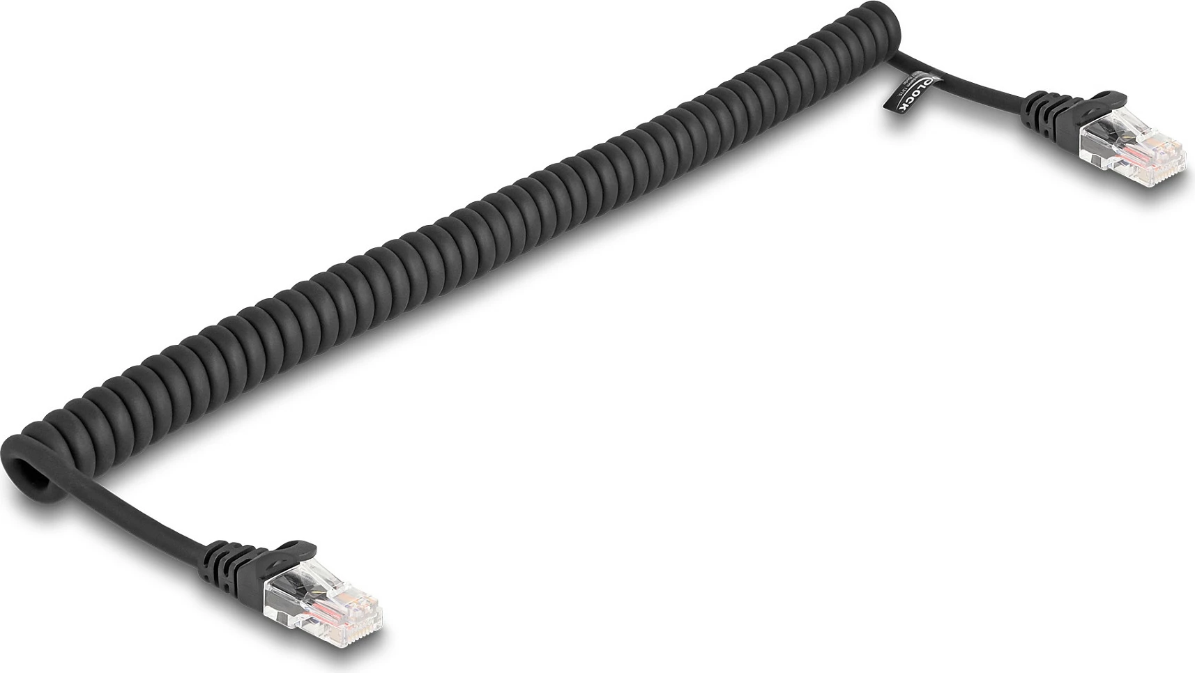 Kabllo rrjeti DeLOCK RJ45 Cat5e spirale 1 m, male-male, e zezë