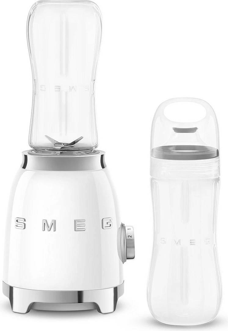 Blender personal Smeg PBF01WHEU, çelik inox, me 2 shishe, i bardhë