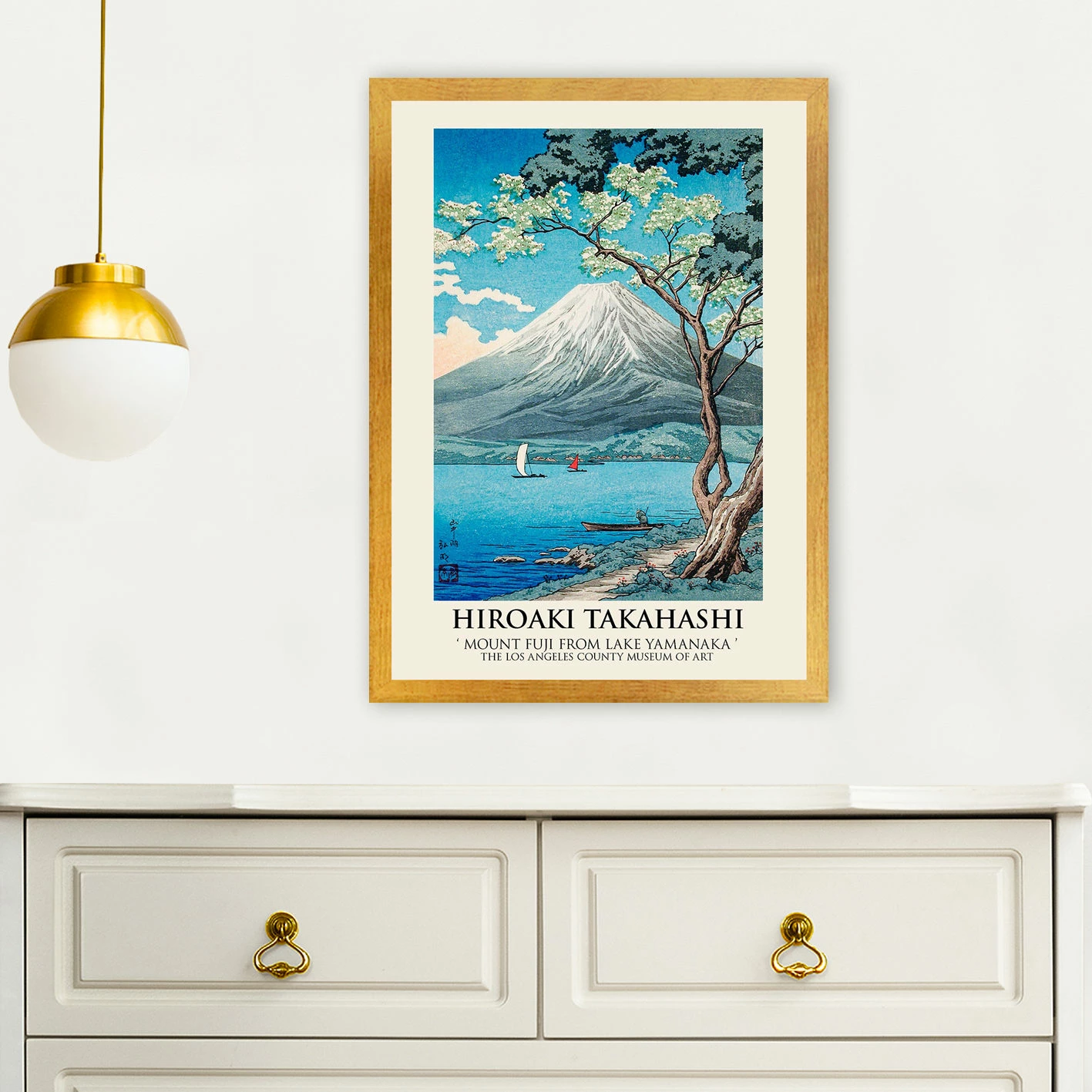 Pikturë dekorative me kornizë, Mount Fuji nga Lake Yamanaka, shumëngjyrëshe, 35x45cm