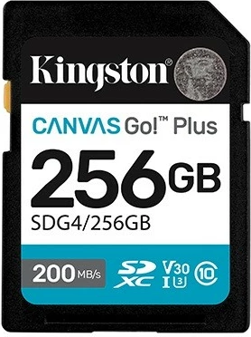 Kartë memorie SD Kingston Canvas Go Plus 256GB, SDXC, 200/160 MB/s
