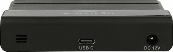 USB hub DeLOCK 4-port, USB-C në hyrje, USB 3.2 Gen 2 10Gbps, me adapter AC, i zi