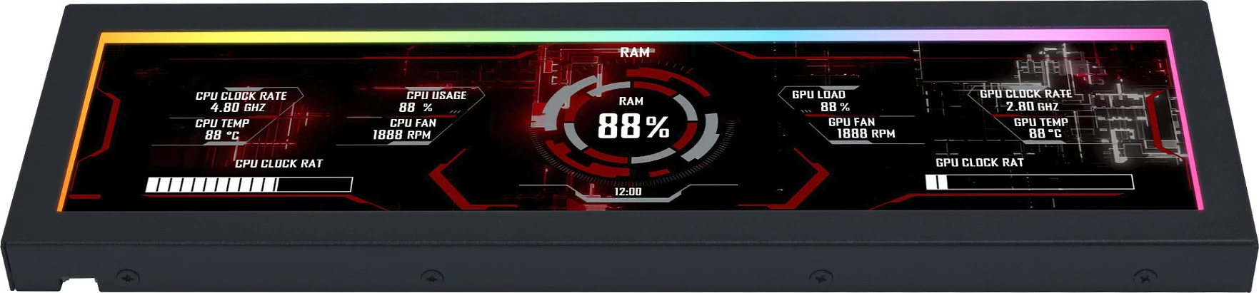 Ekran universal Lian Li 8.8 inç, 5V, për kasë PC, i zi