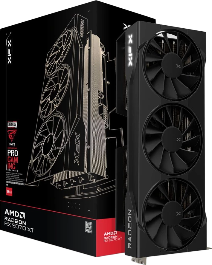 Kartelë grafike XFX Swift AMD Radeon RX 9070XT 16GB GDDR6 256-bit, Triple Fan, e zezë