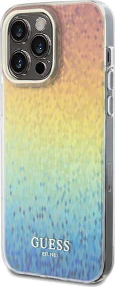 Mbështjellës Guess IML Faceted Mirror Disco Iridescent për iPhone 13 Pro / 13, Multikolor
