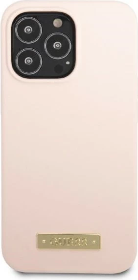 Mbështjellës Guess Silicone Logo Plate MagSafe për iPhone 13 Pro/13 6.1", Rozë