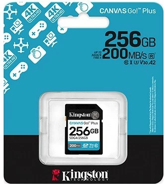 Kartë memorie SD Kingston Canvas Go Plus 256GB, SDXC, 200/160 MB/s