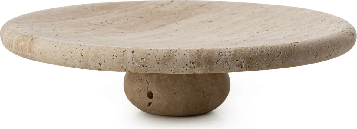 Pjatë për servirje torte, mermer travertin, Hermia Concept, MAR09960104D, bezhë, 29x8cm