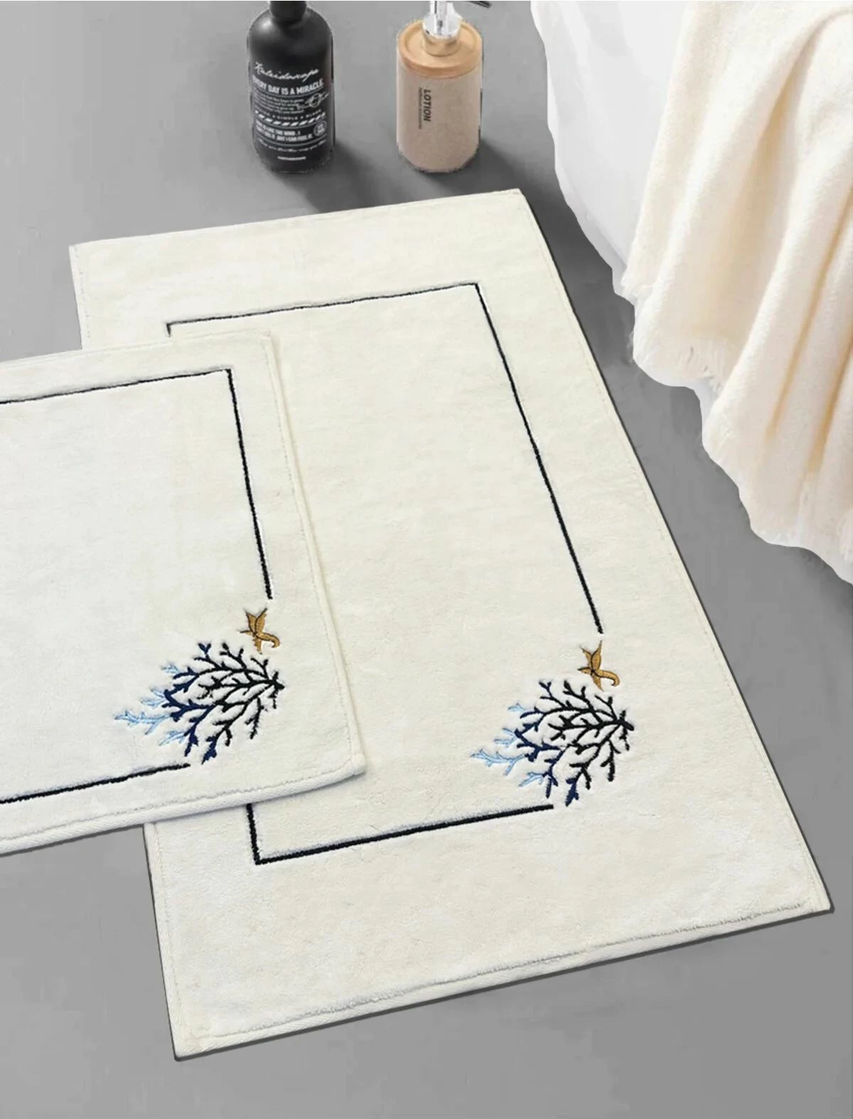 Set tapetash për banjo, 2 copë, ngjyrë ecru, Mijolnir, Sea Weed