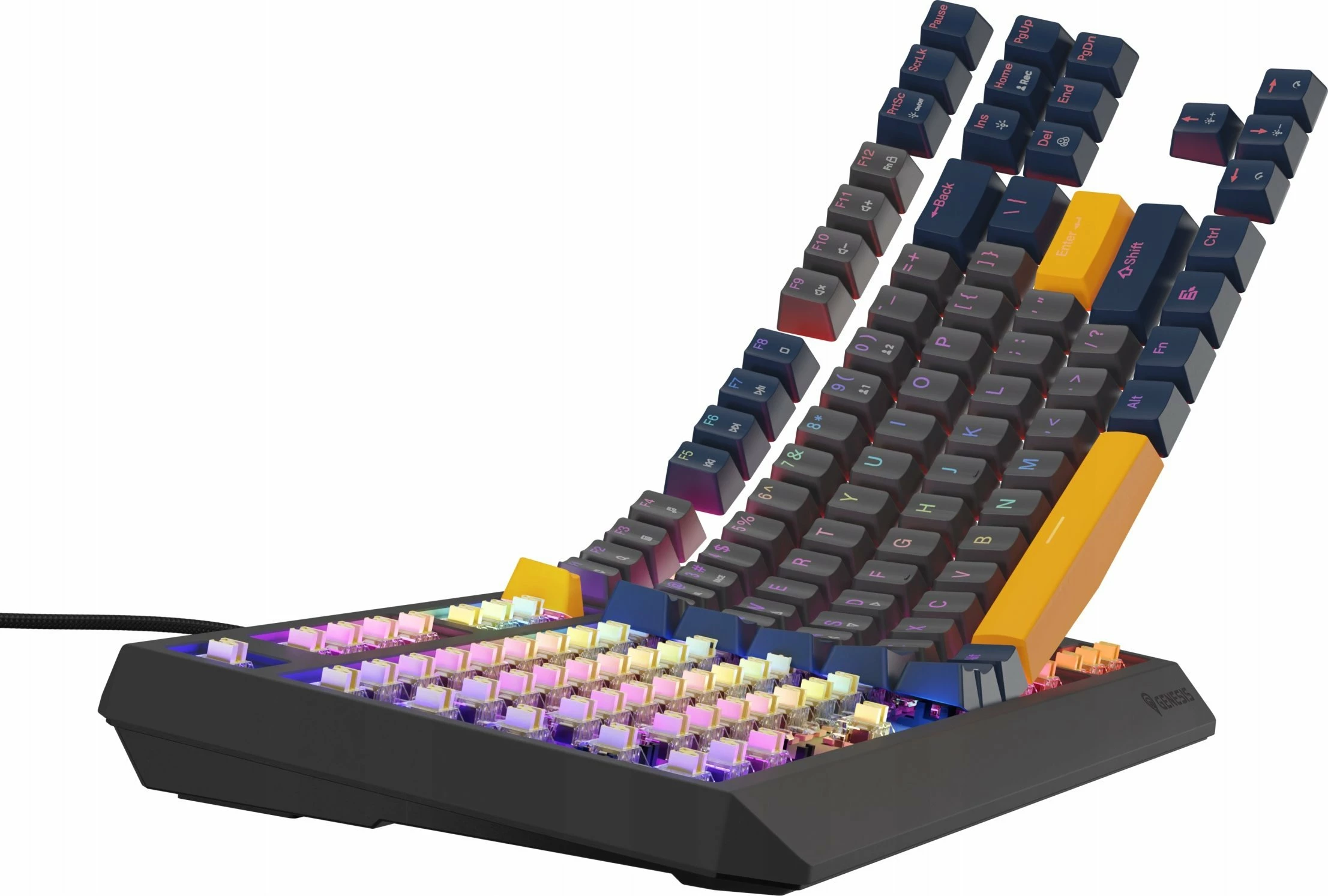 Tastierë mekanike gaming GENESIS Thor 230 TKL NKG-2164, Outemu Panda, Hot Swap, RGB, USB me kabllo, US layout, aksente blu