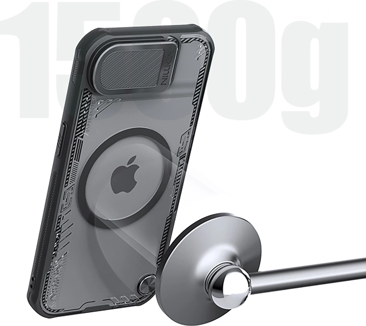 Mbështjellës Nillkin Iceblade Prop Magnetic për iPhone 16e, me kapak kamere dhe stand, i zi