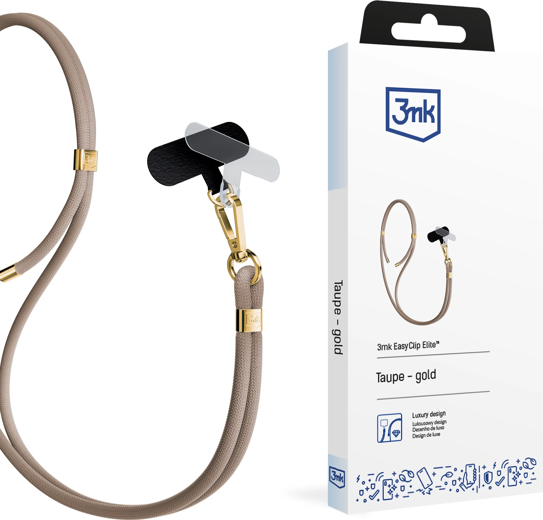 Litar për celular 3mk EasyClip Elite, najlon, bezhë