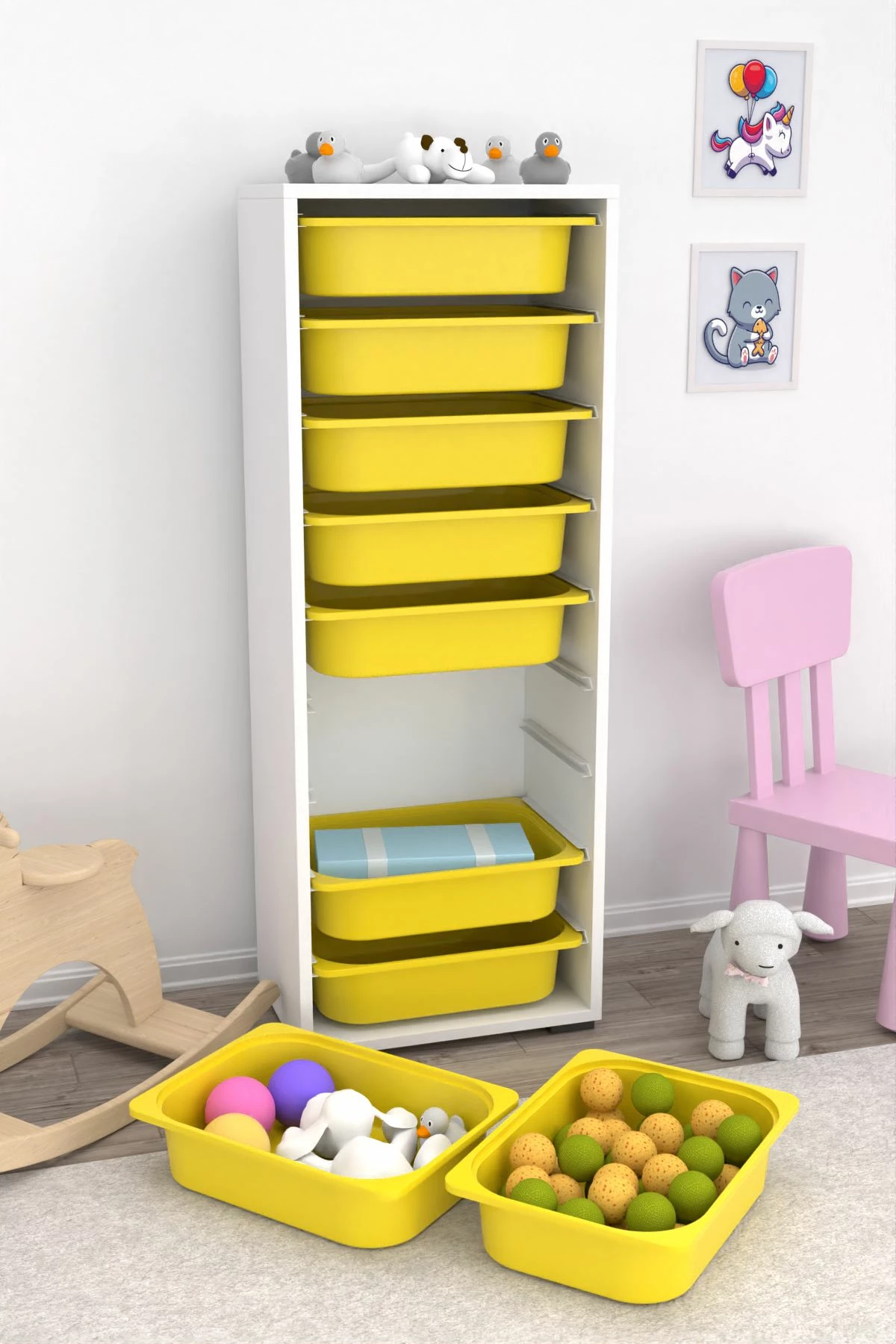 Dollap multifunksional Hanah Home, Zola 9N, bardhë-verdhë