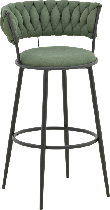 Karrige për bar Alkia, set 2 copë, material stof, ngjyrë chaki, këmbë metalike të zeza, 50x56x95cm