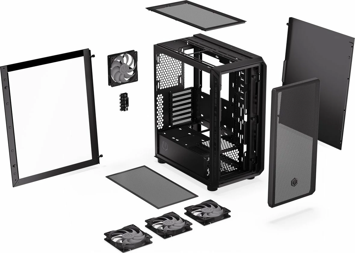 Kasë Endorfy Arx 500 ARGB EY2A011 Midi Tower ATX me xham të temperuar, 4x 140mm PWM ARGB fanë, Black