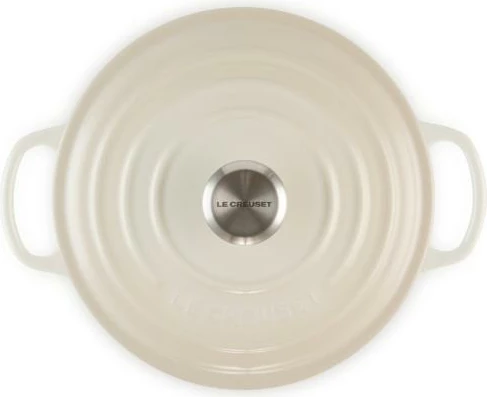Kaserolë rrethore gize të emaluar Le Creuset Signature 22 cm, Meringue krem