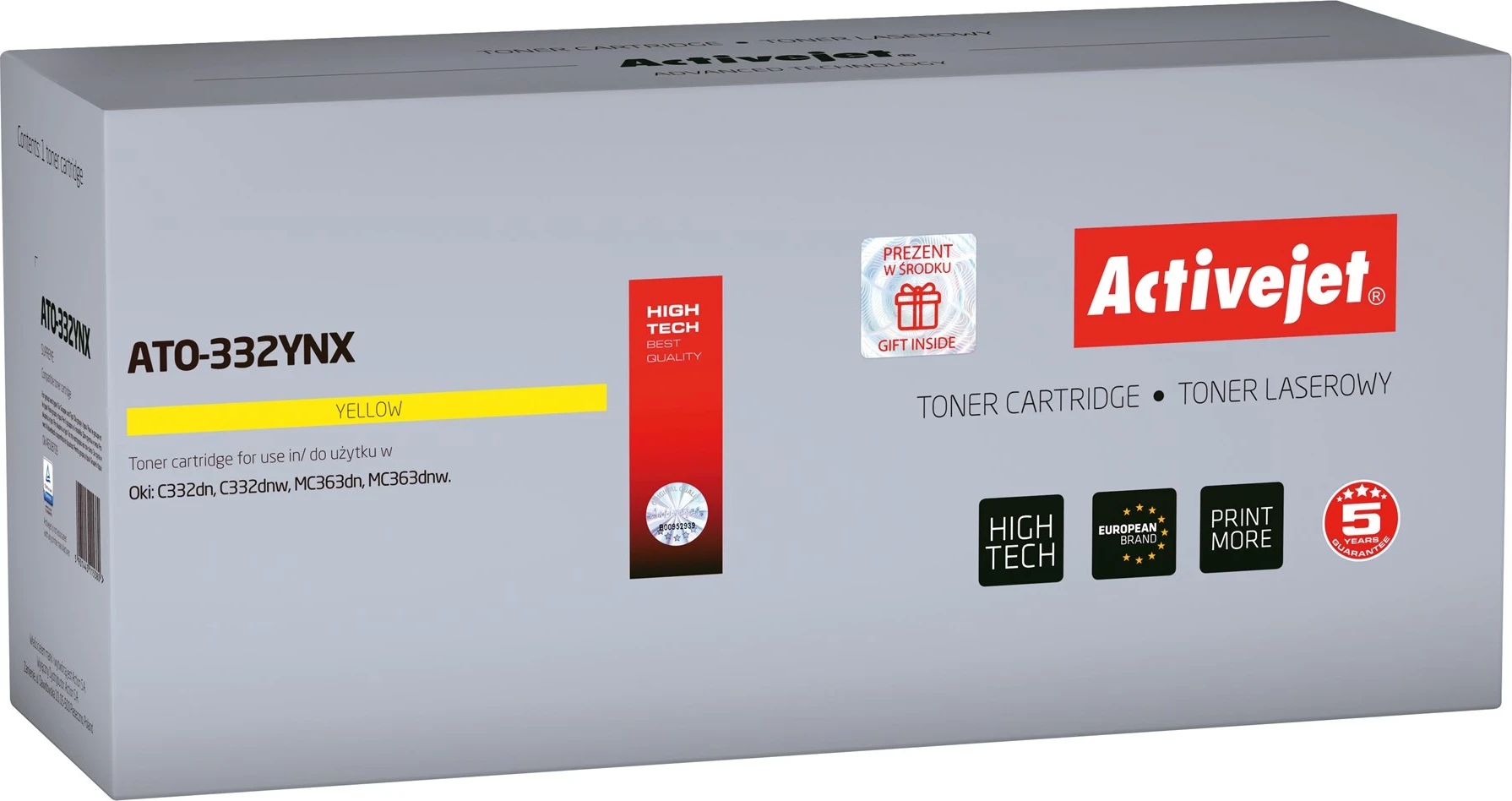 Toner Activejet ATO-332YNX për OKI, ngjyrë e verdhë
