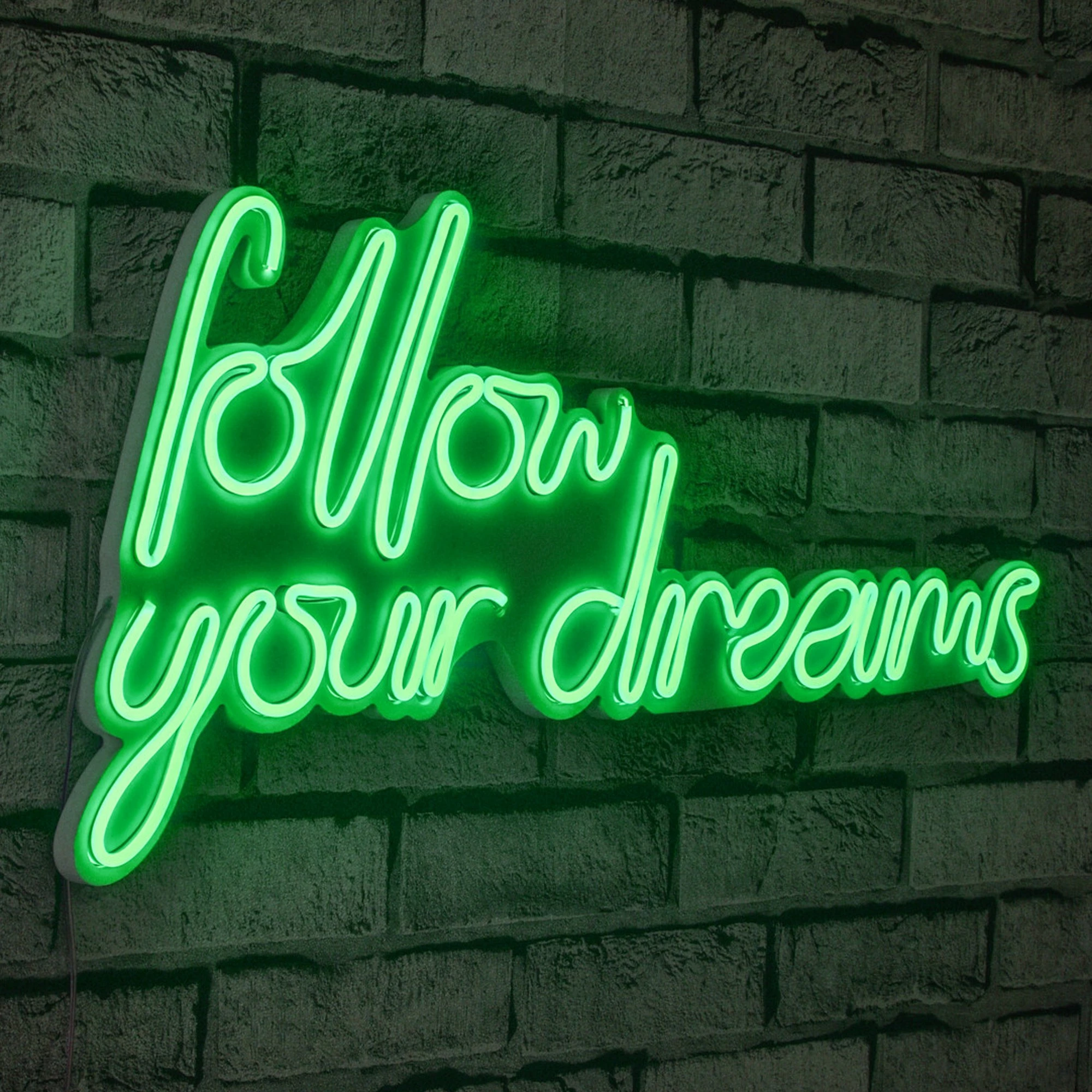 Dritë dekorative plastike LED, 'Follow Your Dreams', ngjyrë e gjelbër