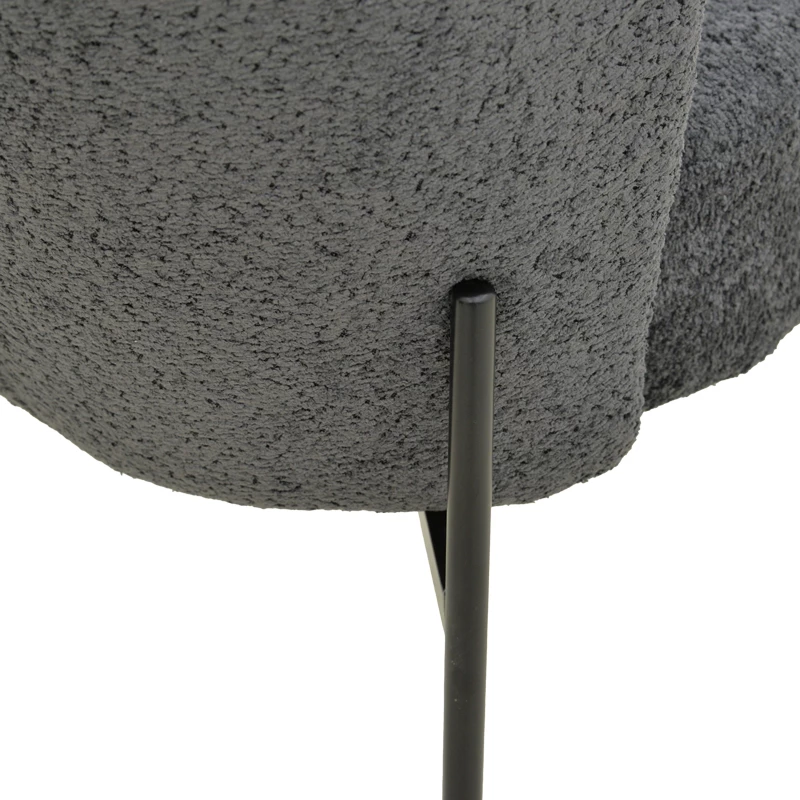 Set 2 karriga Houlian, stof antracit, këmbë metalike të zeza, 46x66x89cm