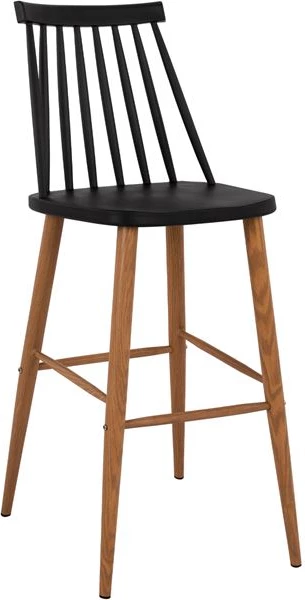 Karrige për bar Vanessa, ngjyrë e zezë, 43x49x107 cm, set prej 2 copë