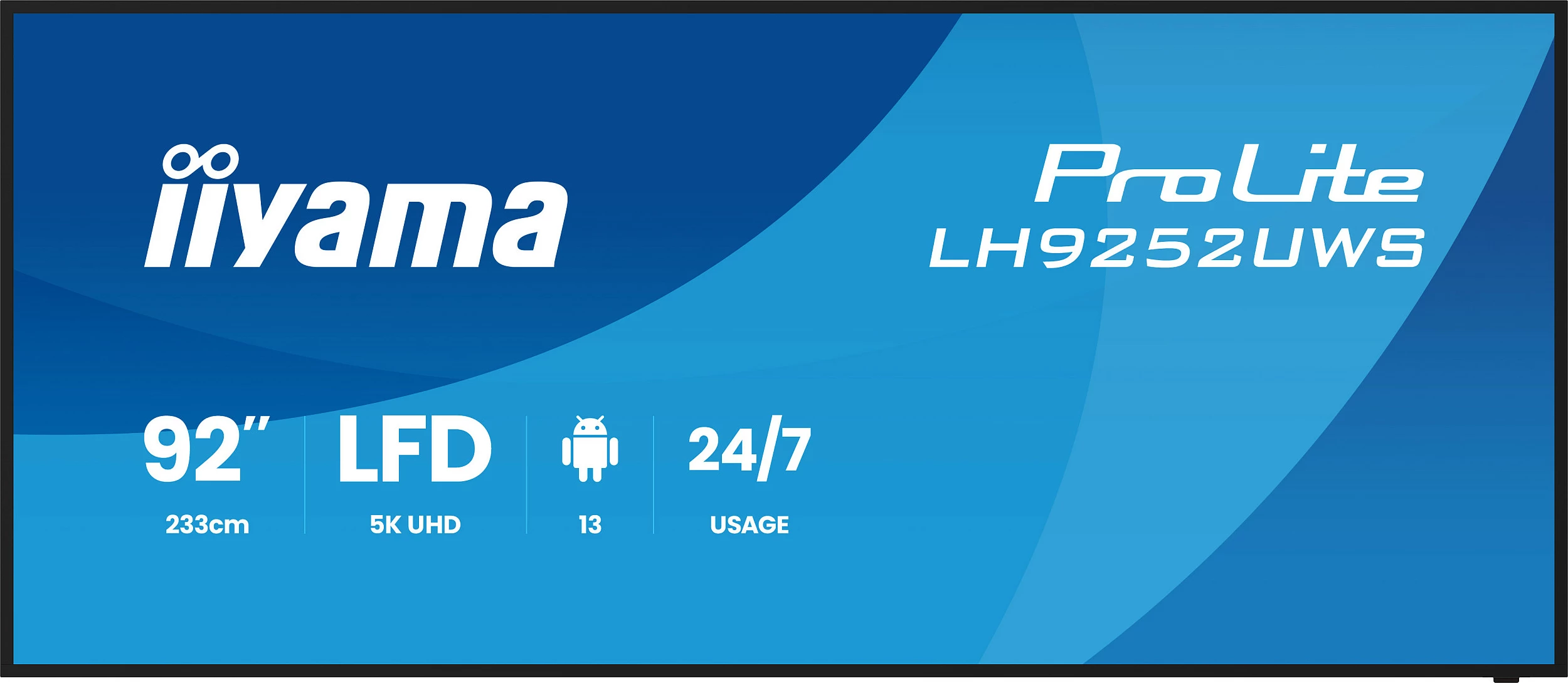 Ekran sinjalizimi iiyama ProLite LH9252UWS-B1AG, 92", 5K 5120x2160, 21:9, Android 13