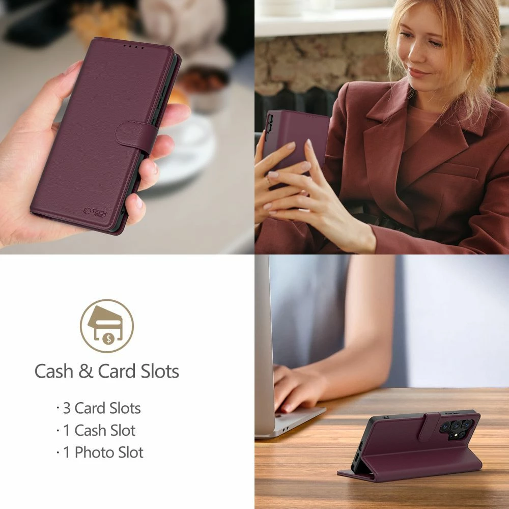 Mbështjellës Tech-Protect Wallet për Samsung Galaxy A16, eko-lëkurë, Burgundy 4