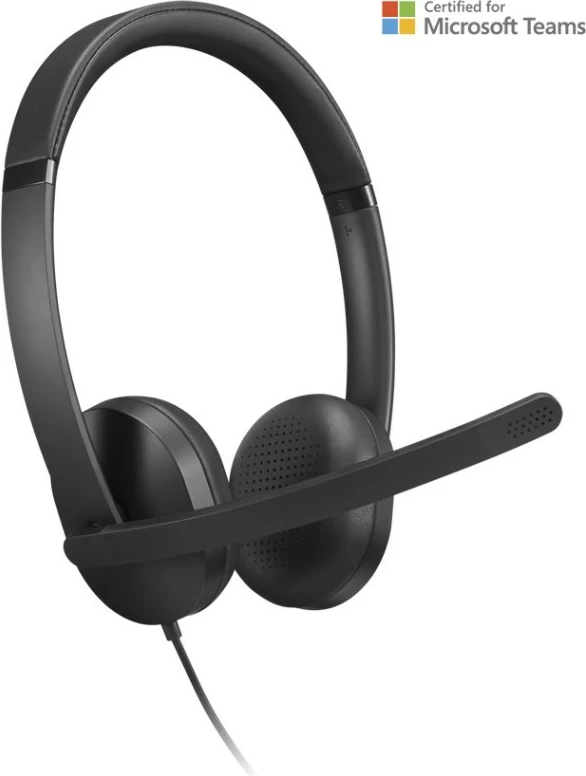 Kufje me kabllo VoIP, Lenovo Wired VoIP Headset 5000 4XD1R88995, stereo me mikrofon, USB-C me adapter USB-A, anulim zhurme, mbi vesh, e zezë