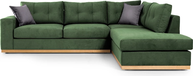 Divan qoshe Boston qoshe e majtë, material, ngjyrë jeshile e errët-gri e errët, 280x225x90cm