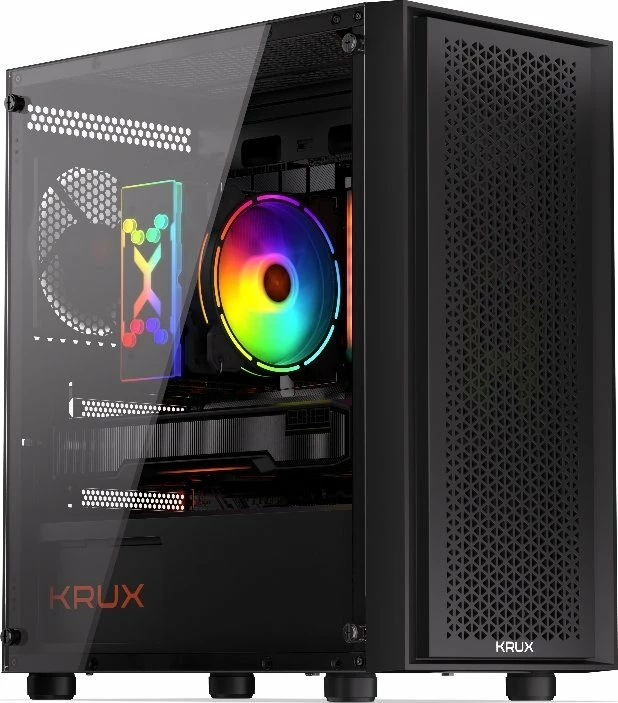 Kasë Krux Scor KRXD002 Cube Tower microATX/Mini-ITX me xham të kalitur, e zezë