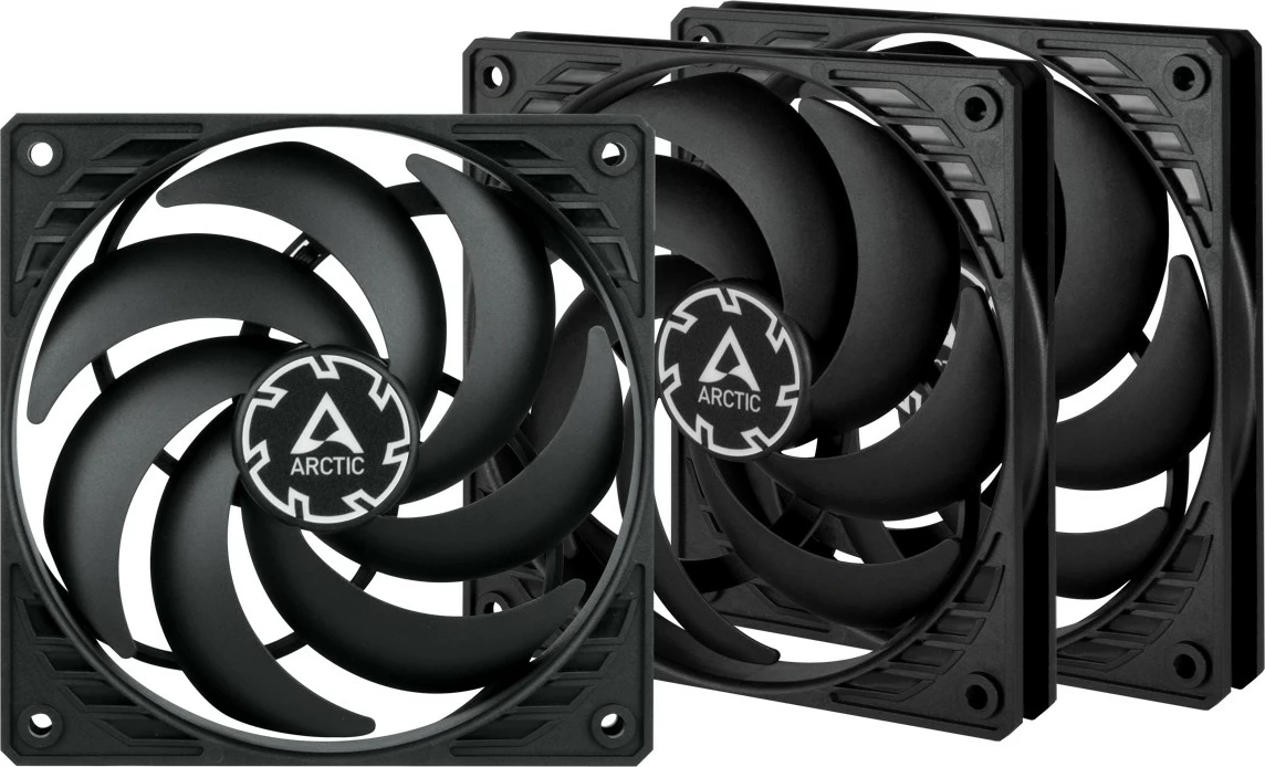 Ventilator kase ARCTIC P12 SLIM PWM PST 3 copë, 120mm, i zi