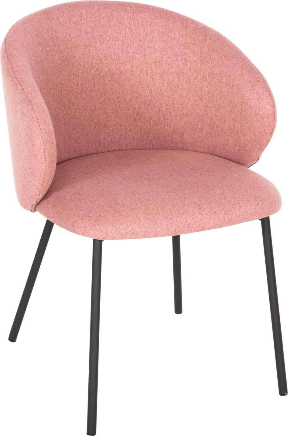 Karrige ngrënieje ISIAH FH9615.02, pëlhurë rozë e zbehtë, këmbë metalike të zeza, 56x56x76H cm., set prej 2 copë