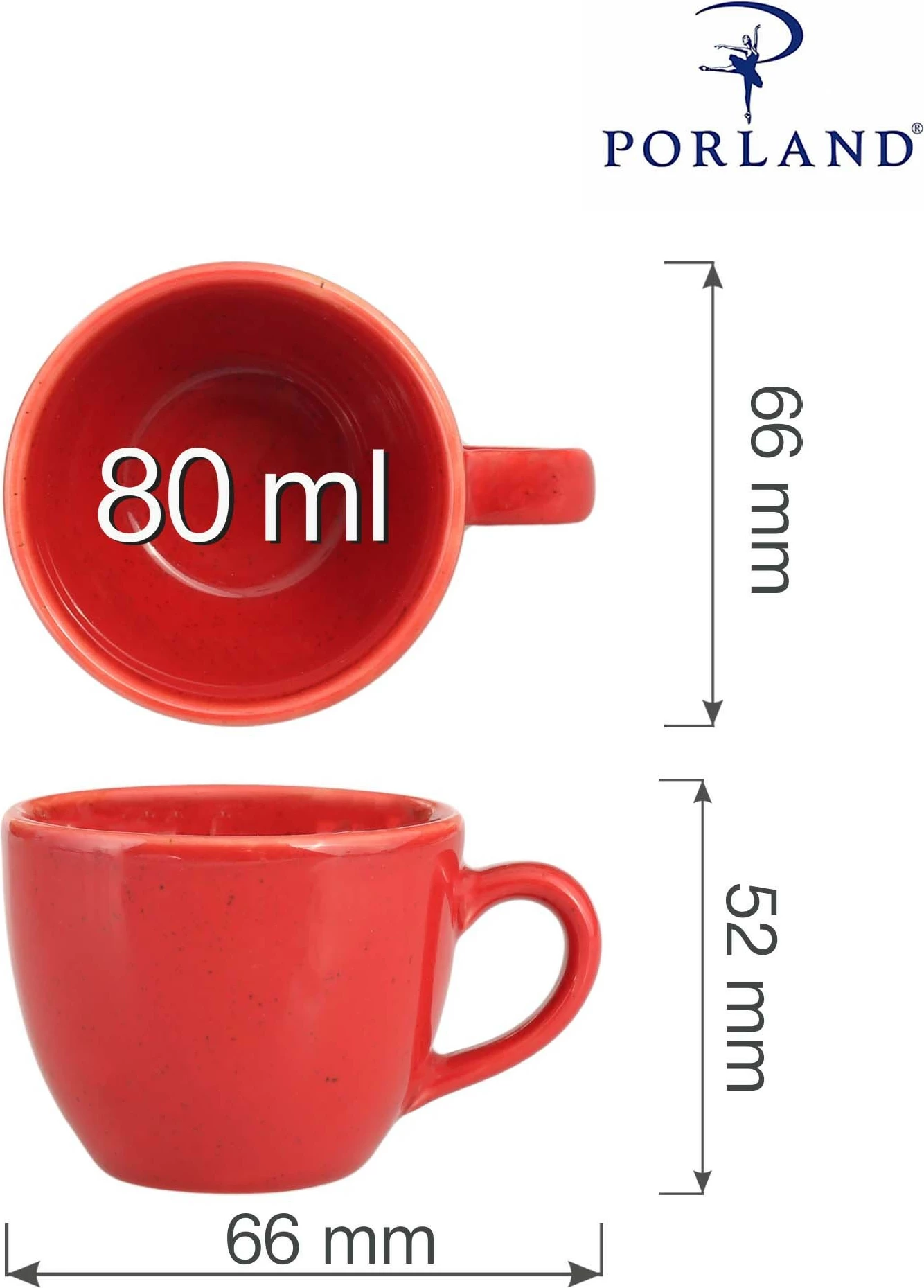 Filxhan espresso Porland Seasons Magma 312109 80 ml, kuqe, set 6 copë