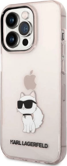 Mbështjellës KARL LAGERFELD KLHCP14XHNCHTCP për iPhone 14 Pro Max, IML NFT Choupette Logo, transparent pink