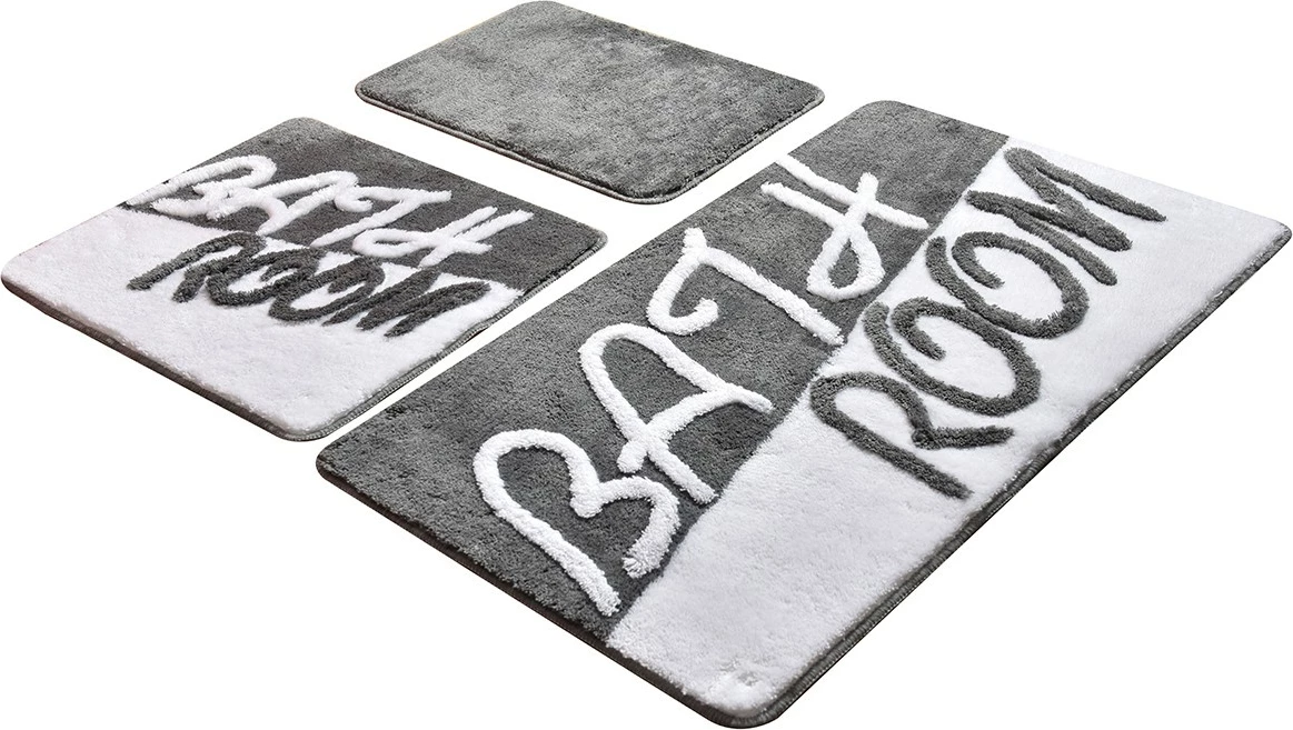 Set tapetesh për banjo akrilik (3 copë), Mijolnir, gri-bardhë