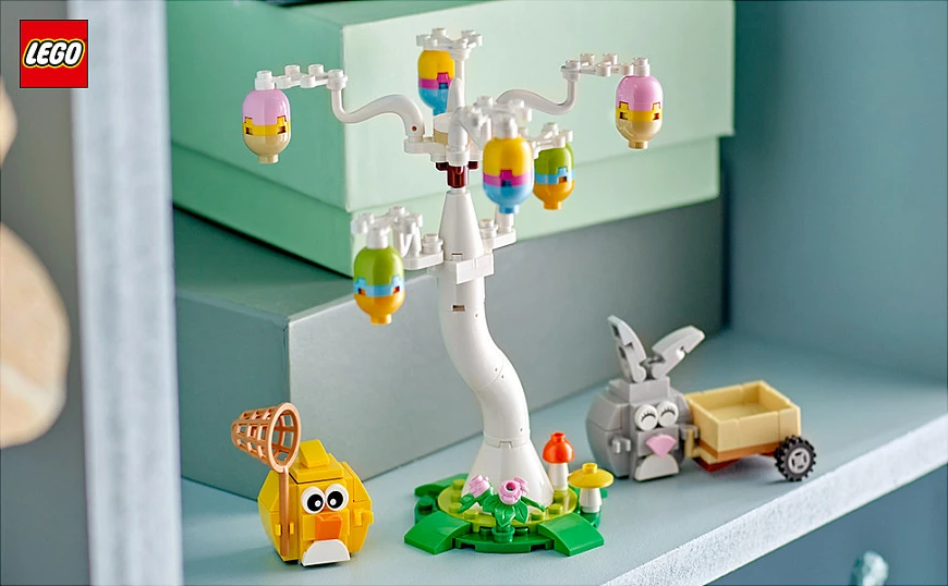 Set ndërtimi LEGO Iconic 40808 Easter Bunny and Chick Egg Hunt, 140 pjesë, 8+, multikolor