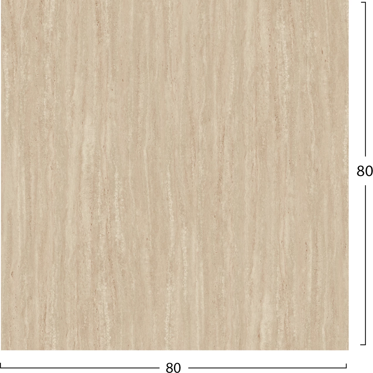 Sipërfaqe tavoline katrore, ngjyrë guri travertin, HPL, 80x80cm, set prej 2 copë