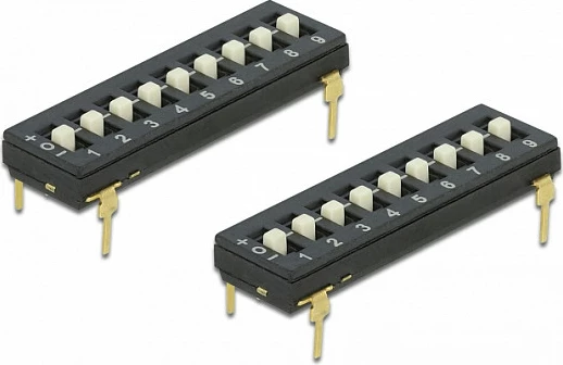 Switch DIP DeLOCK 66309, 10 pozicione, 2 copë, i zi