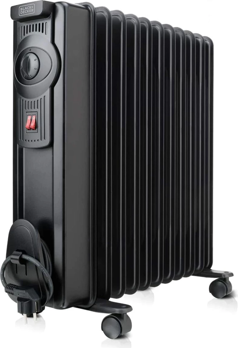 Radiator elektrik me vaj Black&Decker BXRA2000E 2000W, termostat i rregullueshëm, 11 elemente, i zi