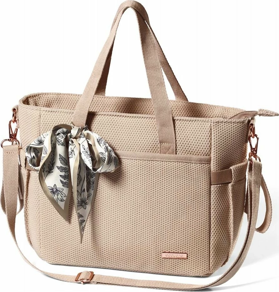 Çantë mami për karrocë BabyOno Carmen 1571/02, 9 xhepa, dyshek ndërrimi, beige